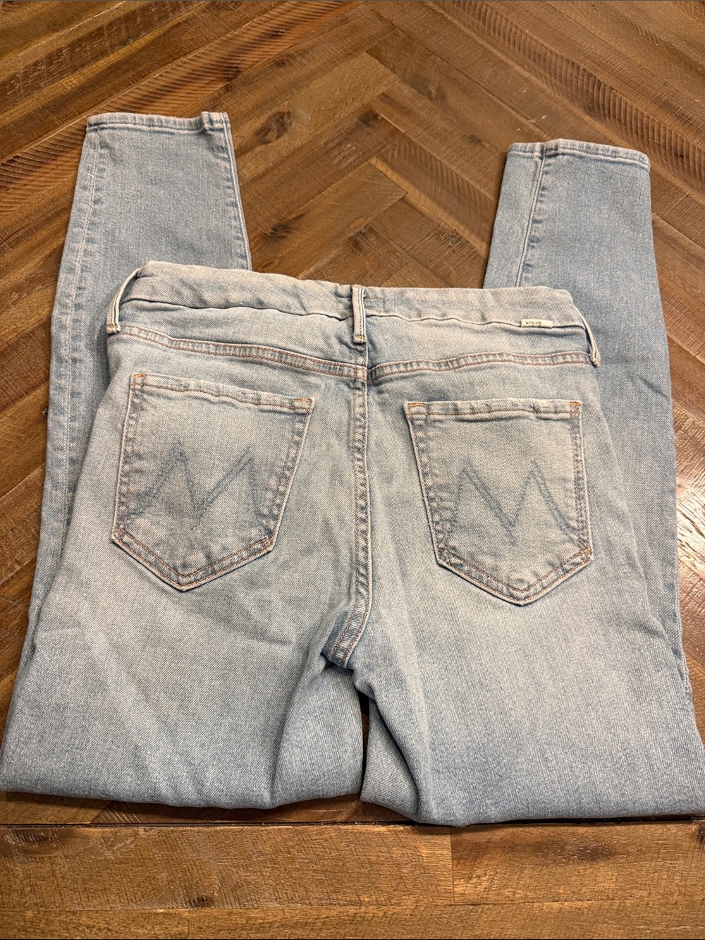 MOTHER High-Rise Skinny Jeans in Light Blue